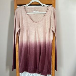 Anthropologie Pure + Good Pink Ombre Long Sleeve Shirt, Size L